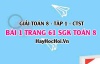 Giải bài 1 trang 61 Toán 8 Tập 1 SGK Chân trời sáng tạo